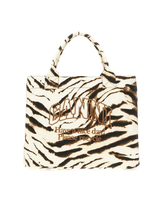 Ganni Metallic Shopping Bags
