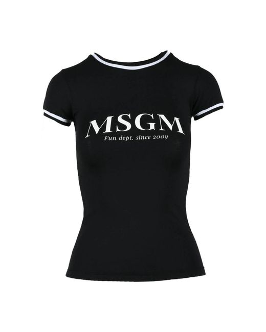 MSGM Black Baumwoll elasthan t-shirt