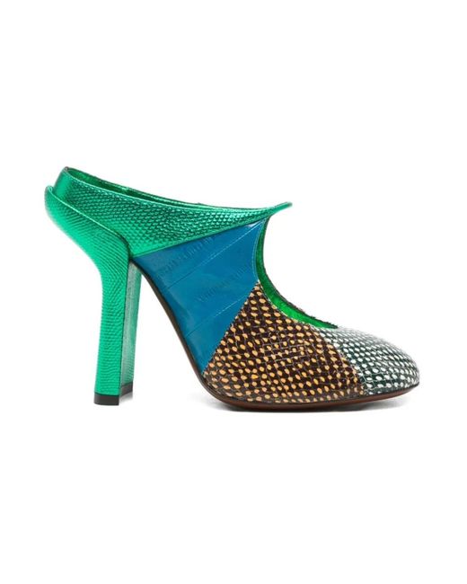 Dries Van Noten Green Heeled Mules