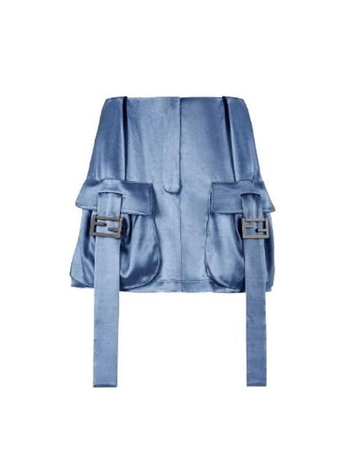 Fendi Rokken ,Blauw ,Satijn Satijnen Cargo Mini Rok in het Blue
