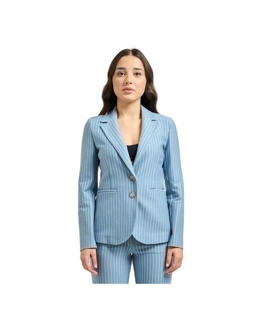 iBlues Cotton Blend Jersey Blazer in het Blue