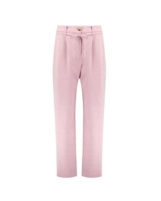Samsøe & Samsøe Broeken ,Roze ,Polyester High-Waisted Wide-Leg Broek Met Riem in het Pink
