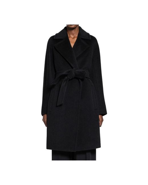 Max Mara Jassen ,Zwart ,Wol Scire Coat in het Black