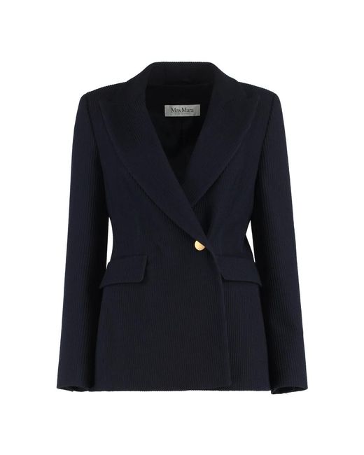 Max Mara Wollen Double-Breasted Blazer in het Blue
