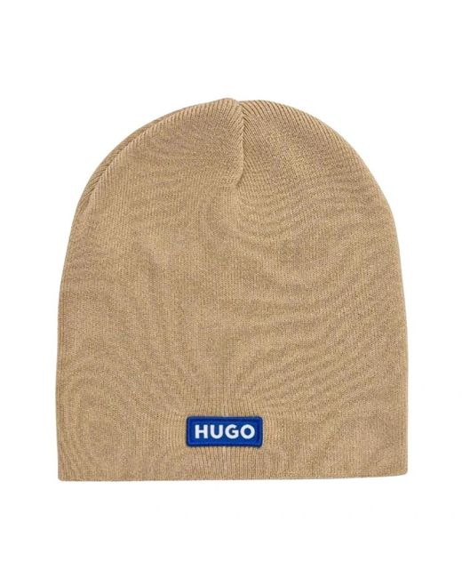 HUGO Blauer Strickmütze in Natural für Herren