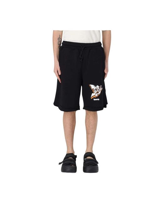 DISCLAIMER Moderne Schwarze Grafikdruck-Shorts in Black für Herren