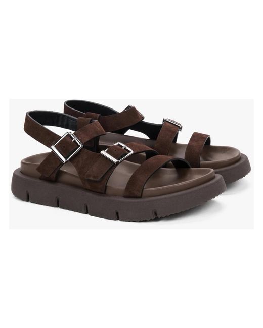 ESTRO Brown Flat Sandals