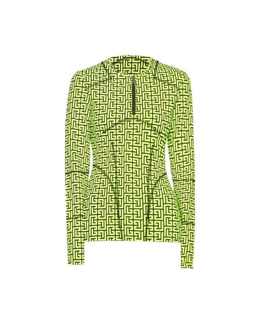 Balmain Green Long Sleeve T-Shirts