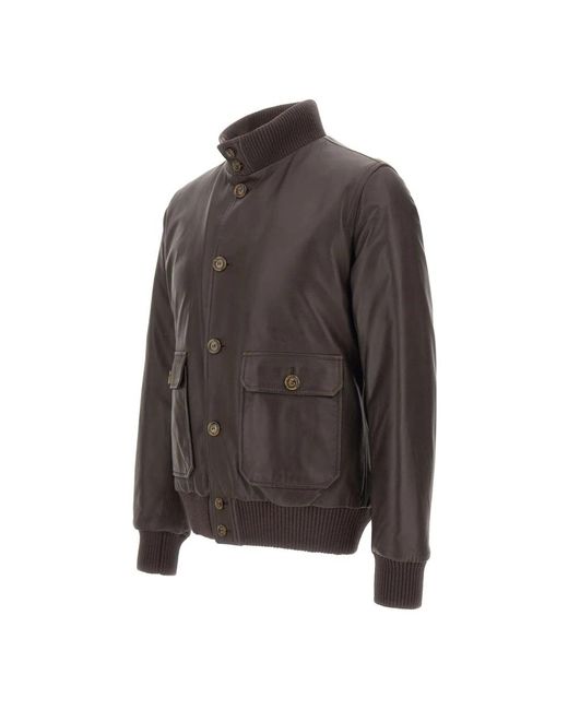 Barba Napoli Gray Leather Jackets for men