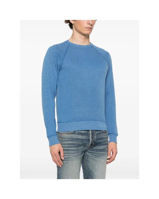 Tom Ford Hoodies & Sweatvesten ,Blauw ,Katoen Cotton Blend Sweatshirt in het Blue voor heren