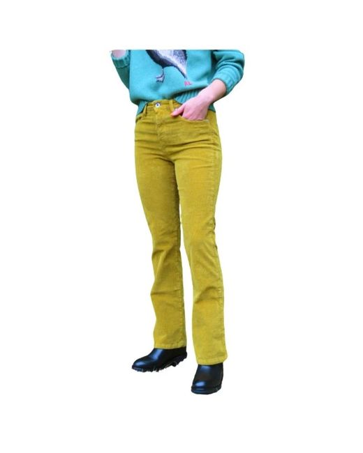 Denim Studio Yellow Slim-Fit Trousers