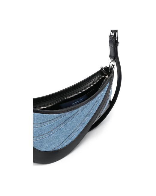 Mugler Mittlere spiral curve denim crossbody tasche in Blue für Herren