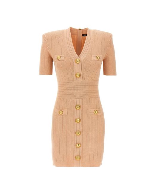 Balmain Natural Short Dresses