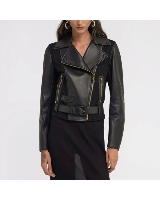 Roberto Cavalli Black Schwarze Leder Bikerjacke Damen