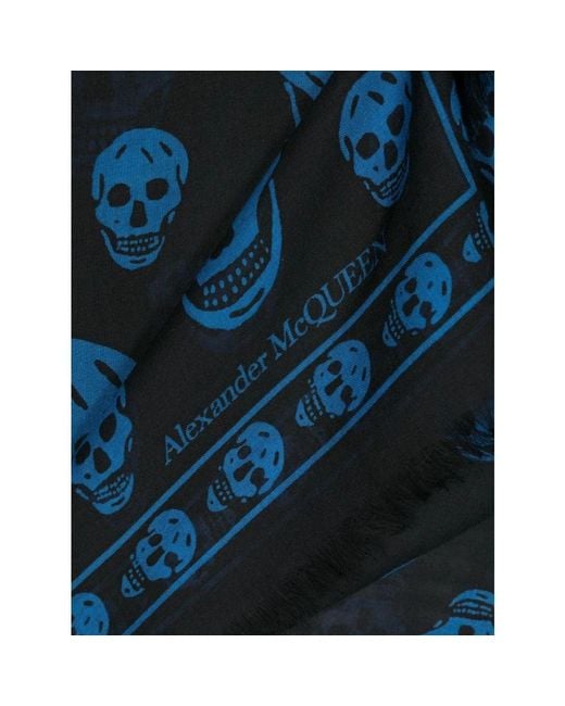 Alexander McQueen Blue Silky Scarves for men