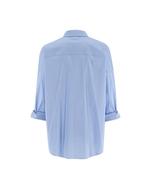 Brunello Cucinelli Overhemden ,Blauw ,Katoen Stretch Katoen Poplin Jewel Shirt in het Blue