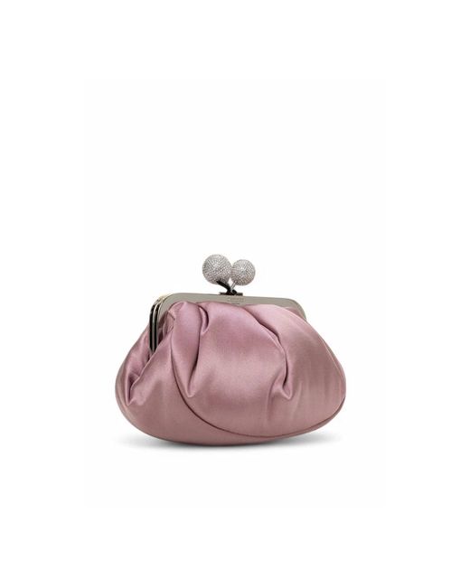 Weekend by Maxmara Pink Kleine Schultertasche Aus Satin Mit Strasssteinen