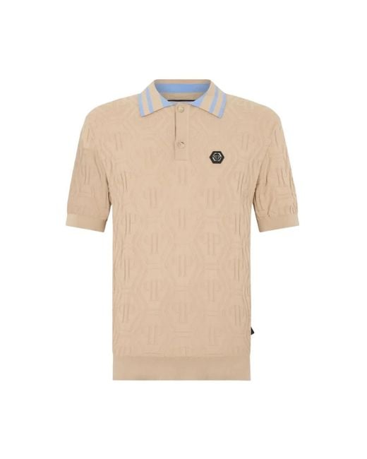 Philipp Plein Pullover Polo-Hals Ss in het Natural voor heren
