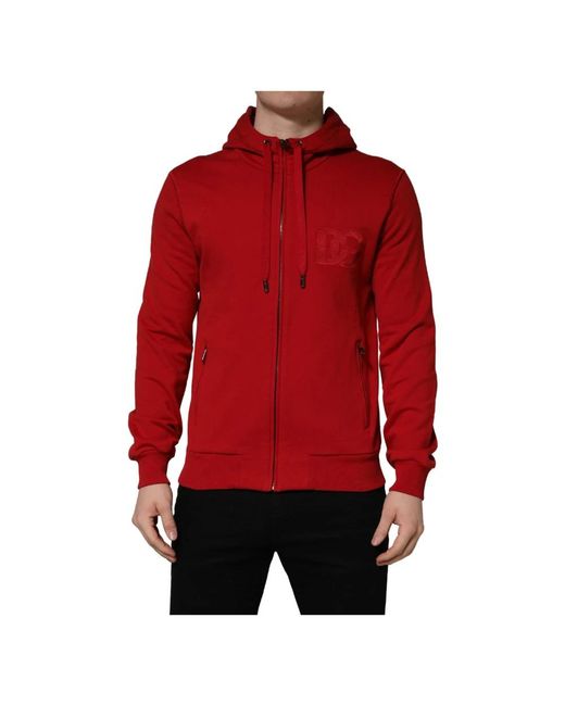 Dolce & Gabbana Red Zip-Throughs for men