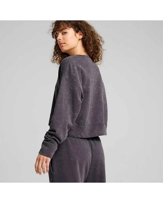 PUMA Hoodies & Sweatvesten ,Grijs ,Relaxed Gewassen Sweaters in het Purple
