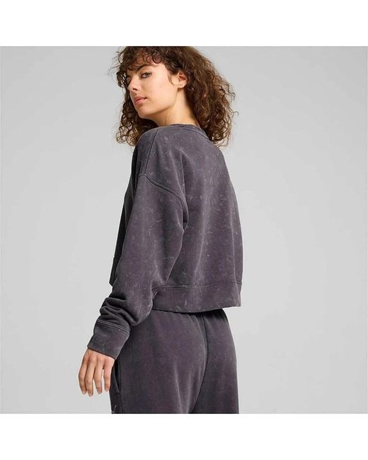 PUMA Hoodies & Sweatvesten ,Grijs ,Relaxed Gewassen Sweaters in het Purple