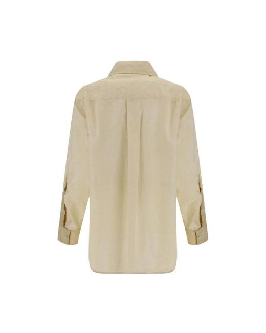 Quira Natural Klassischer Kragen Oversized Baumwollhemd