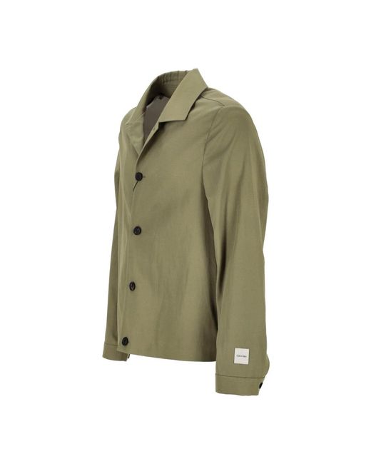 Calvin Klein Jassen ,Groen ,Katoen Tencel Katoen Linnen Shacket Jas in het Green voor heren