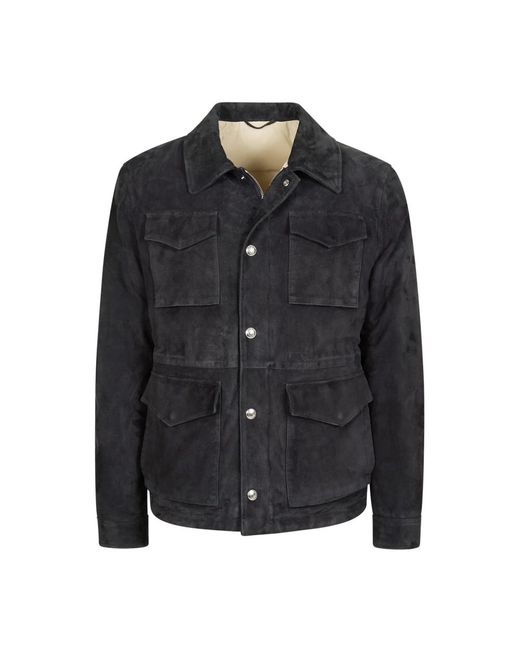 Eleventy Black Leather Jackets for men