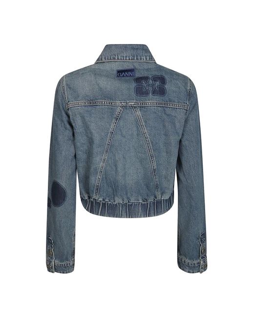 Ganni Blue Denim patch jacke