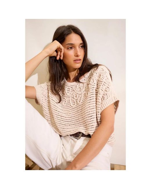 Ouí Mesh-Knit Pullover in het Natural