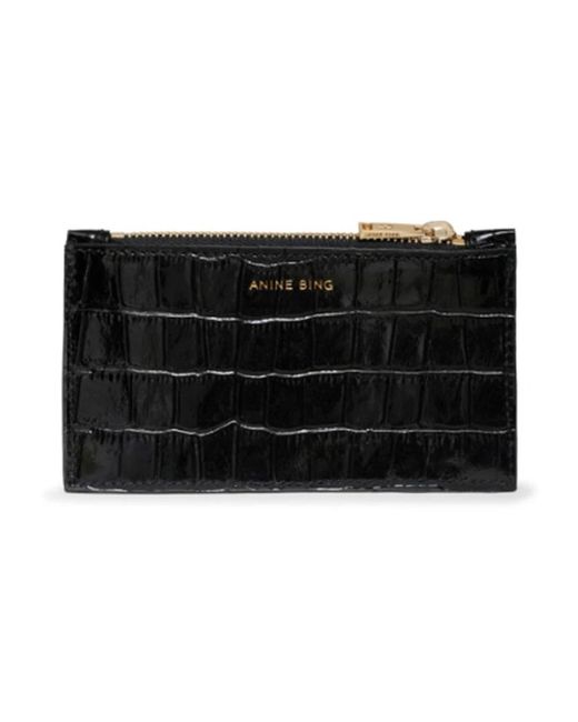 Anine Bing Accessoires ,Zwart ,Leer Elly Wallet in het Black