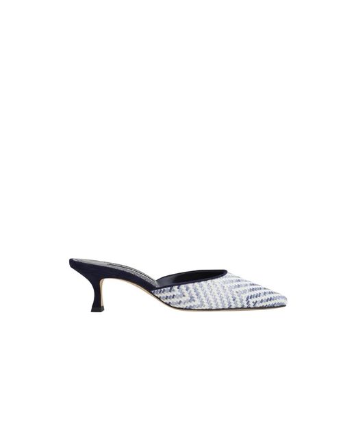 Manolo Blahnik White Heeled Mules