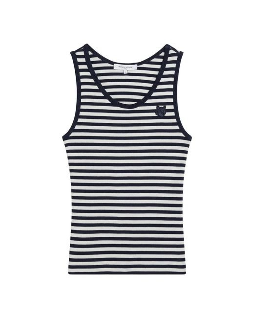 Maison Kitsuné Mouwloos T-Shirt in het Blue