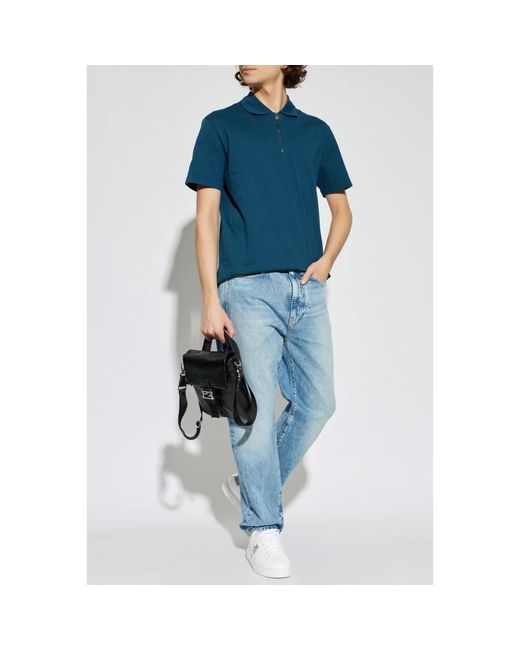 Versace Tops ,Blauw ,Katoen Medusa Zip Polo in het Blue voor heren