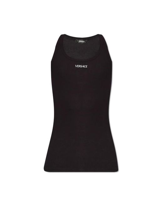 Versace Black Sleeveless Tops for men