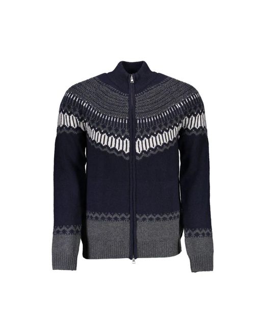 Gant Truien & Vesten ,Blauw ,Wol Elee Blauwe Cardigan Met Rits in het Blue voor heren