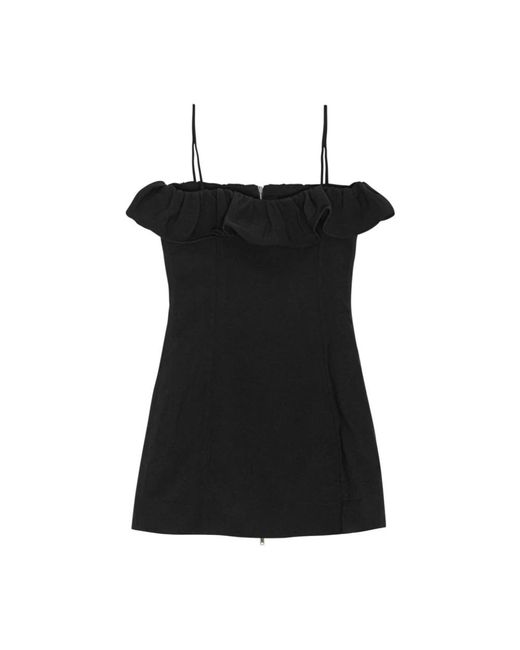 Ganni Black Modernes mini kleid garderobe aufwerten