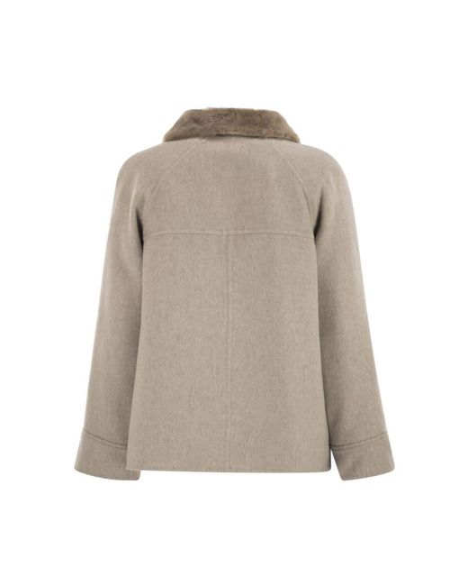 Brunello Cucinelli Sheepskin Insert Jacket in het Natural