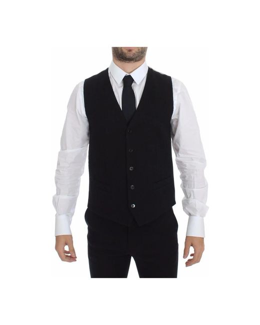 Dolce & Gabbana Black Waistcoats for men