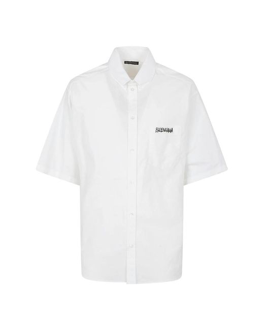 Balenciaga White Short Sleeve Shirts for men