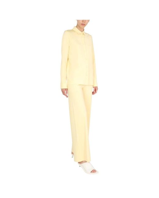 Jil Sander Overhemden ,Geel ,Katoen Button-Front Shirt in het Yellow