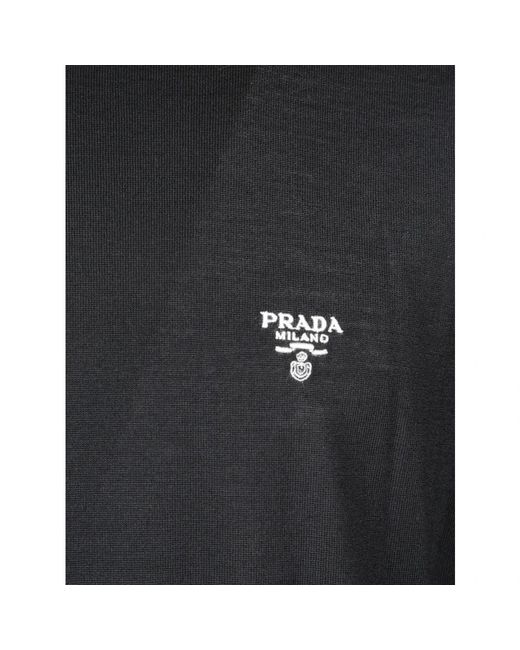 Prada Black Round-Neck Knitwear for men