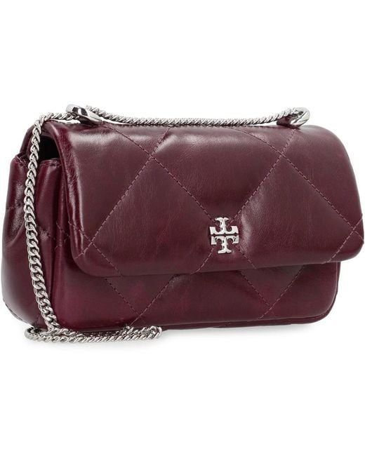 Tory Burch Purple Gesteppte Leder Mini Tasche Mit Kette