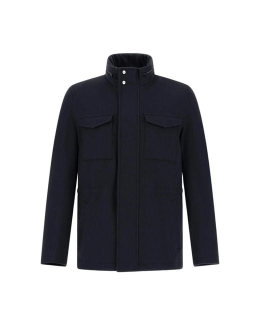 Herno Jassen ,Blauw ,Wol Field Jacket in het Blue voor heren