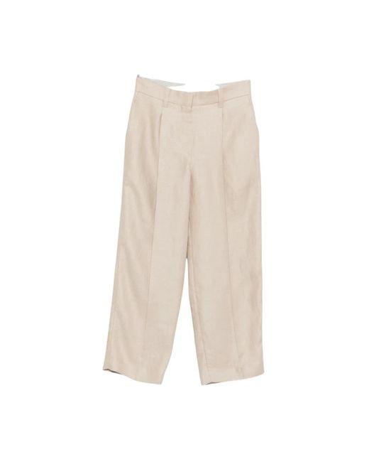 Brunello Cucinelli Broeken ,Cropped Broek in het Natural