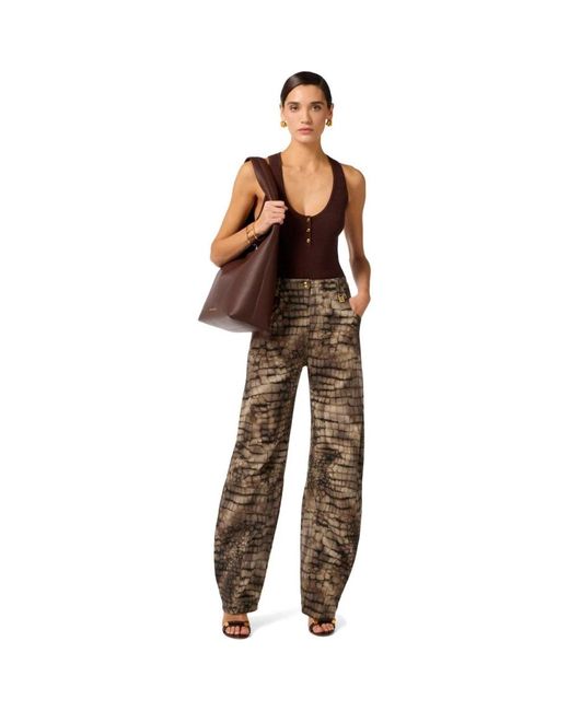 Elisabetta Franchi Brown Loose Fit Jeans