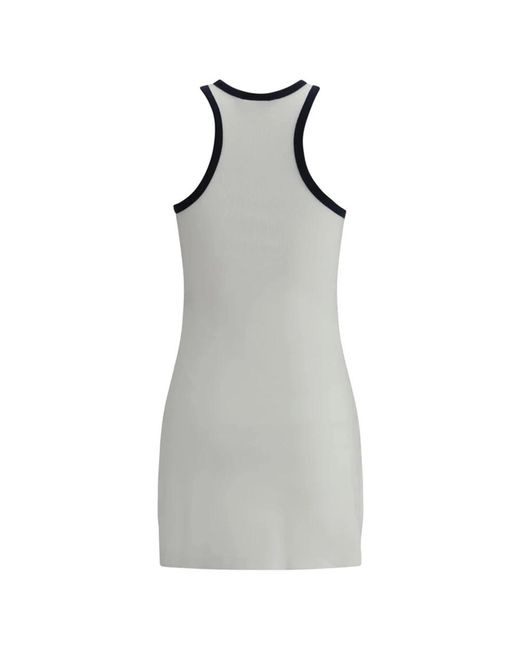 Courreges Kleedjes ,Wit ,Katoen Witte Mini Jurk Met Blauwe Bies in het White