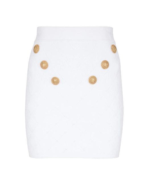 Balmain 6-Knopen Gebreide Rok in het White