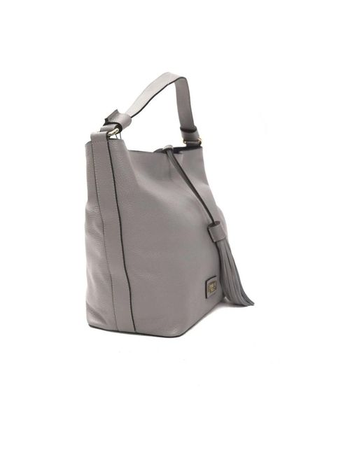 Borsa a spalla in pelle con tracolla removibile di Pompei Donatella in Metallic