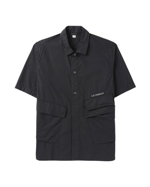 C P Company Popeline Pocket Shirt in Black für Herren